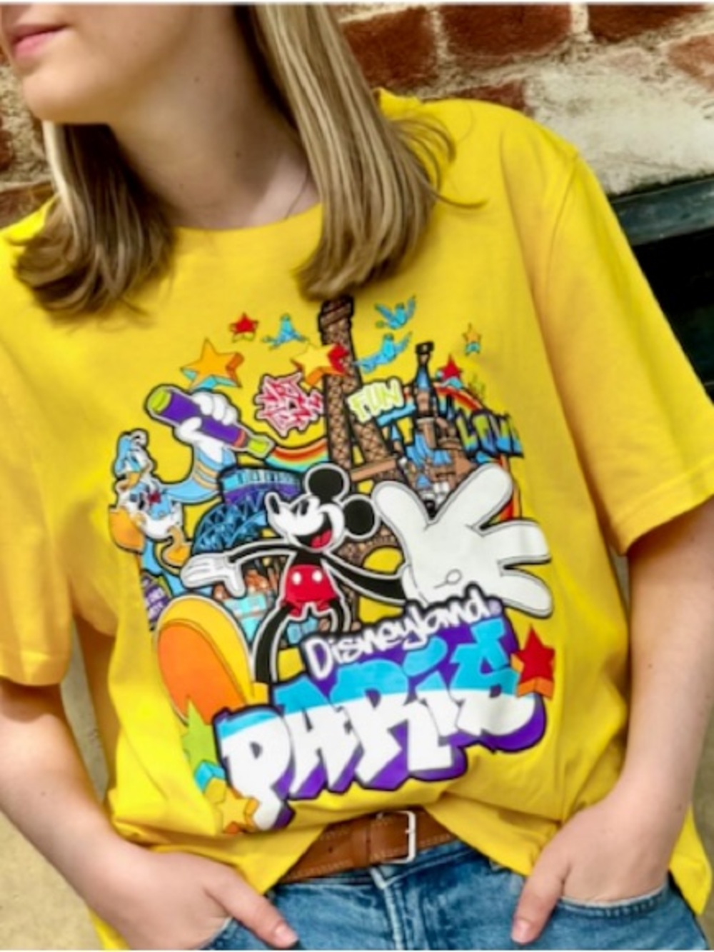 Disneyland Paris Yellow Mickey Graphic “Street Style” T-Shirt